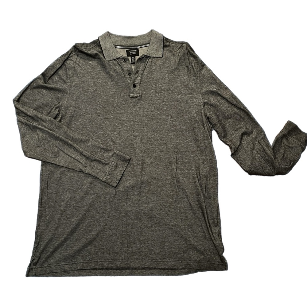 Nordstrom Gray Long Sleeve Polo Relaxed Fit